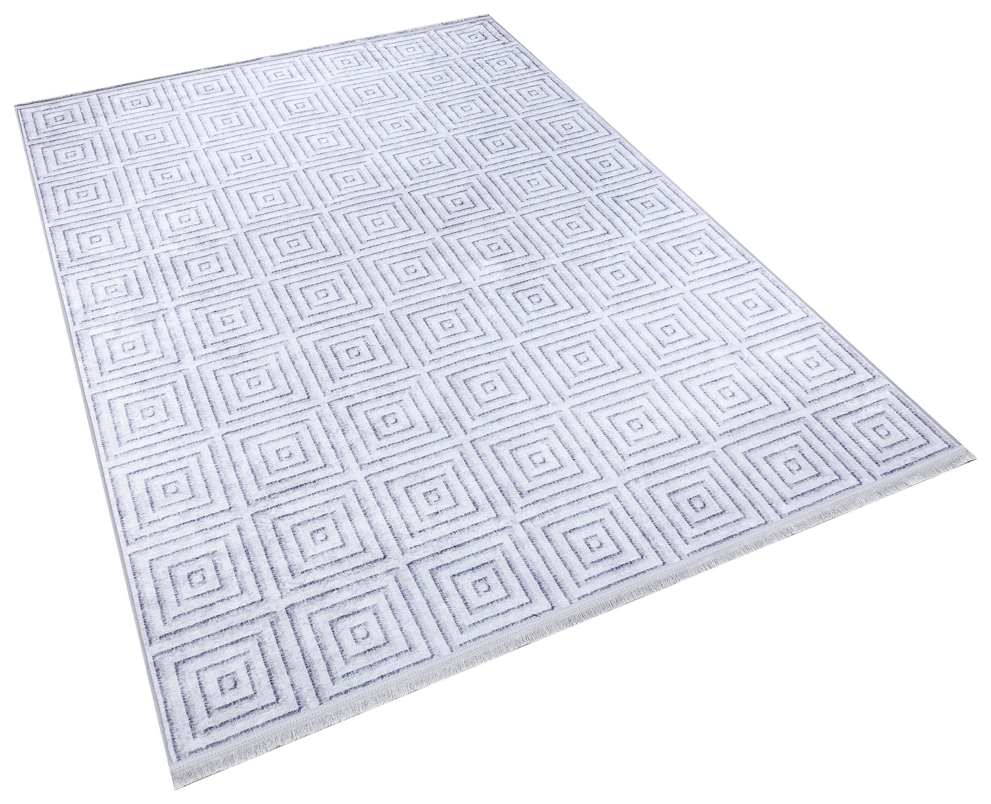 Washable Geometric Squares Area Rug, Modern Minimalist Low Pile Carpet