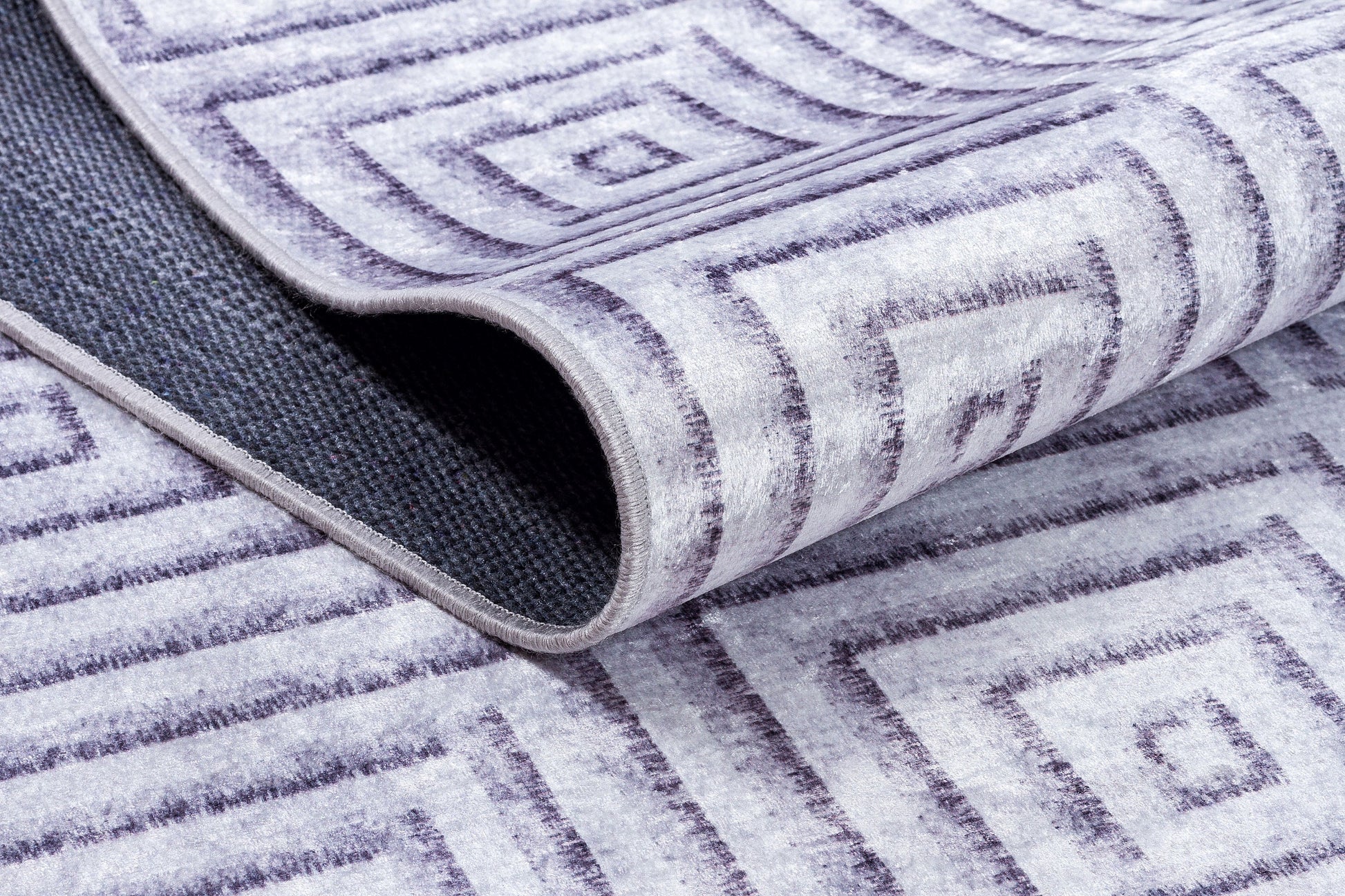 Washable Geometric Squares Area Rug, Modern Minimalist Low Pile Carpet