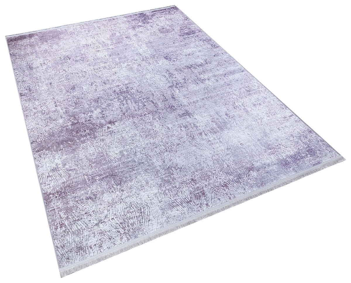 Distressed Lavender Area Rug – Modern Boho Washable Carpet, Soft Purple Living Room Accent