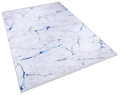 Modern Marble Area Rug – Blue Vein Abstract Carpet, Contemporary Living Room Floor Rug