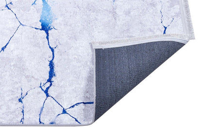 Modern Marble Area Rug – Blue Vein Abstract Carpet, Contemporary Living Room Floor Rug