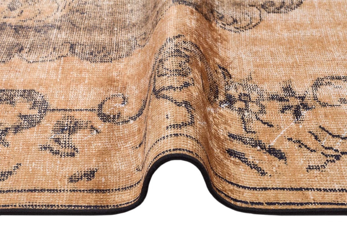 Distressed Medallion Area Rug – Turkish Style Terracotta Oriental Carpet