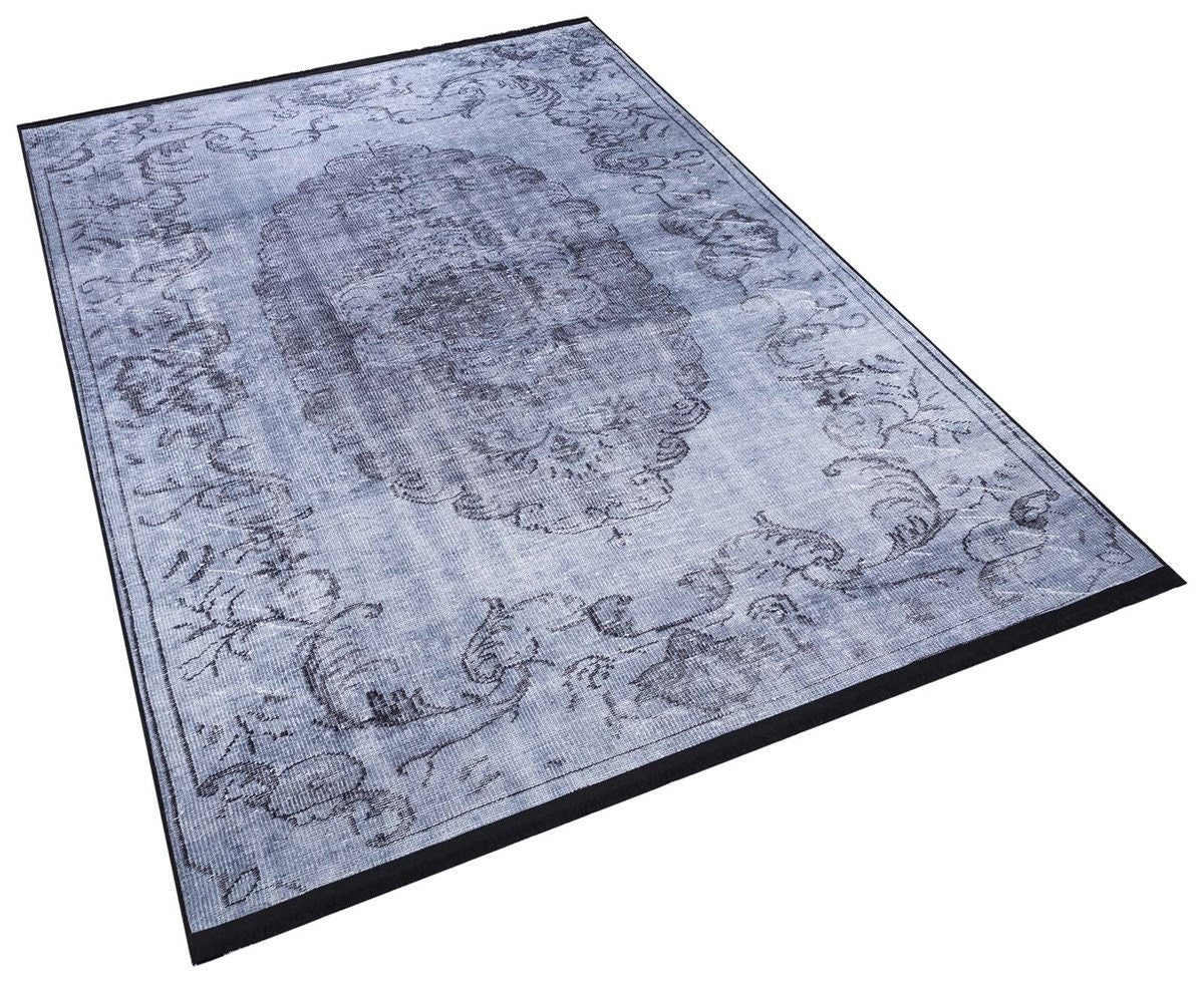 Gray Vintage Classic Medallion Rug: Washable Bohemian carpet