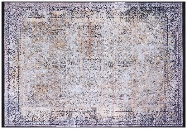 Distressed Persian Style Area Rug, Machine Washable Neutral Living Room Carpet