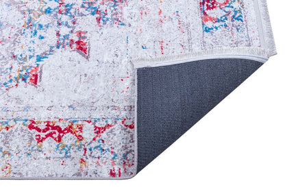 Washable Distressed Persian Area Rug – Boho Medallion Living Room Carpet