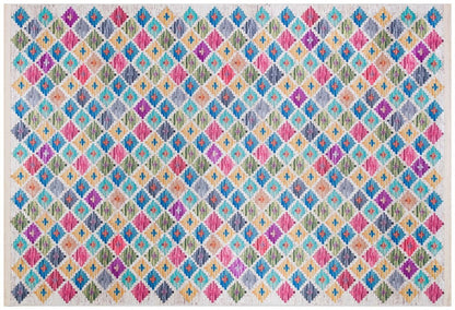 Colorful Boho Diamond Rug – Tribal Kilim Style, Machine Washable Carpet