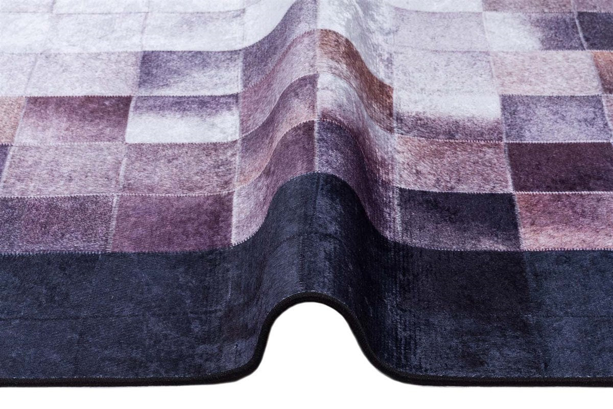 Modern Patchwork Area Rug – Geometric Mosaic Living Room Carpet, Neutral Mauve Beige Floor Rug