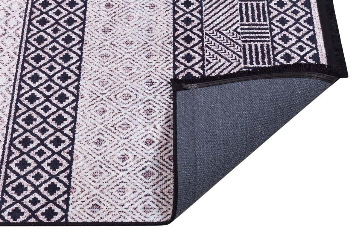 Machine Washable Boho Area Rug – Black White Tribal Geometric Farmhouse Decor