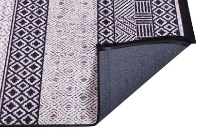 Machine Washable Boho Area Rug – Black White Tribal Geometric Farmhouse Decor