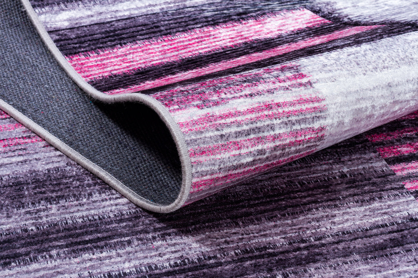Modern Pink Geometric Rug: Washable Turkish Style
