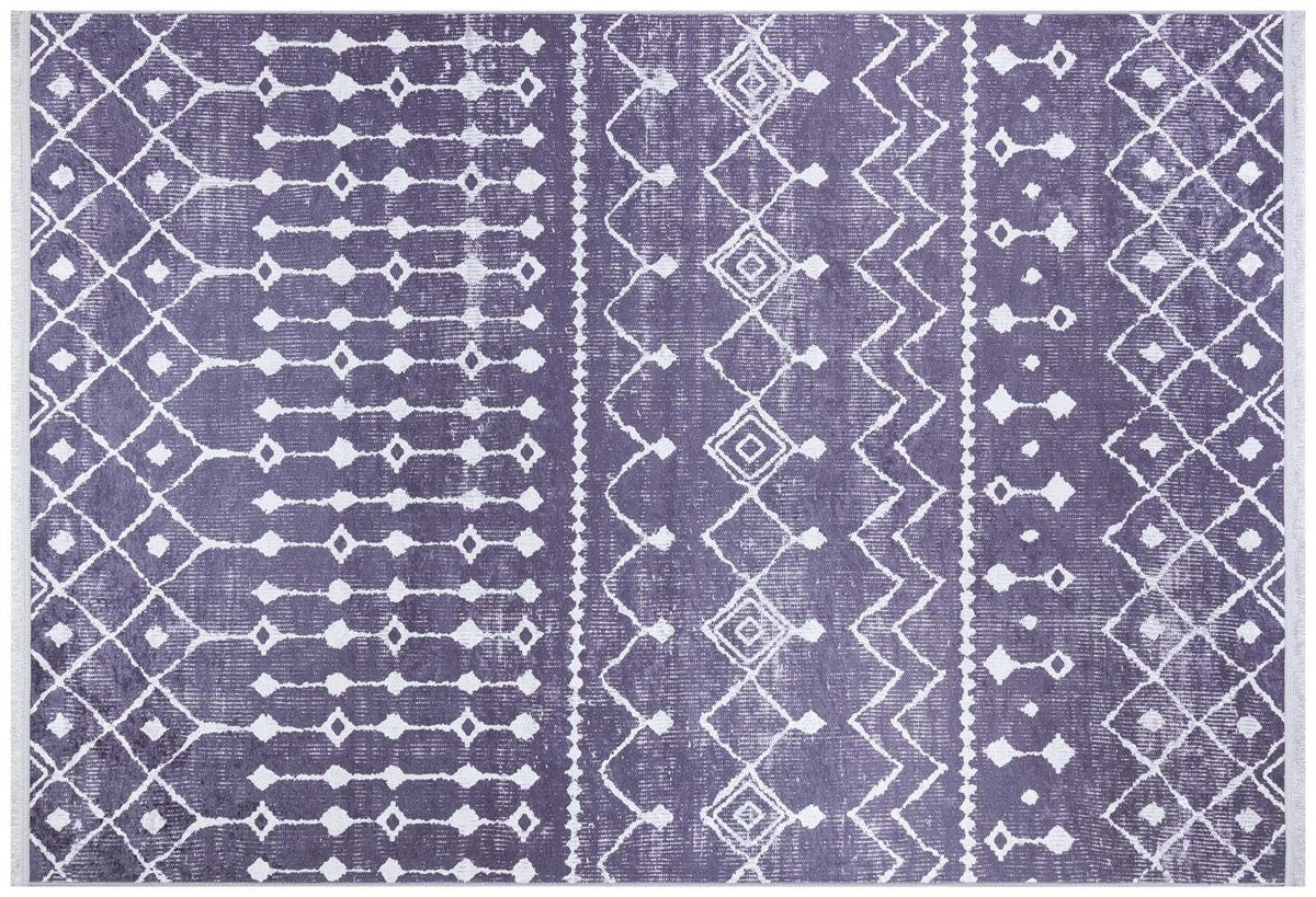 Purple Geometric Tribal Moroccan Style Rug, Scandinavian Living Room Carpet