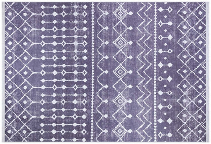 Purple Geometric Tribal Moroccan Style Rug, Scandinavian Living Room Carpet