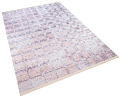 Geometric Beige Rug: Modern Turkish Style, Washable Carpet