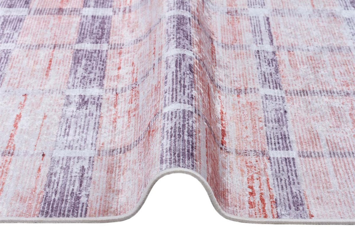 Geometric Beige Rug: Modern Turkish Style, Washable Carpet