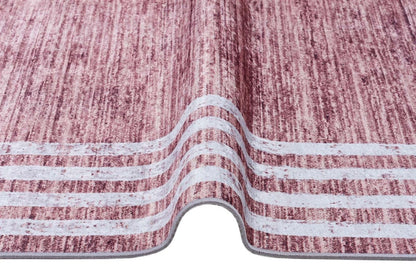 Distressed Rose Pink Bordered Area Rug – Machine Washable Modern Bohemian Carpet