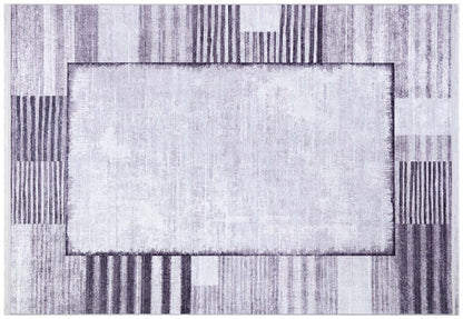 Modern Geometric Abstract Area Rug, Washable Beige Gray Carpet