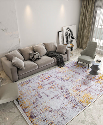 Abstract Yellowish Rug: Washable Contemporary carpet