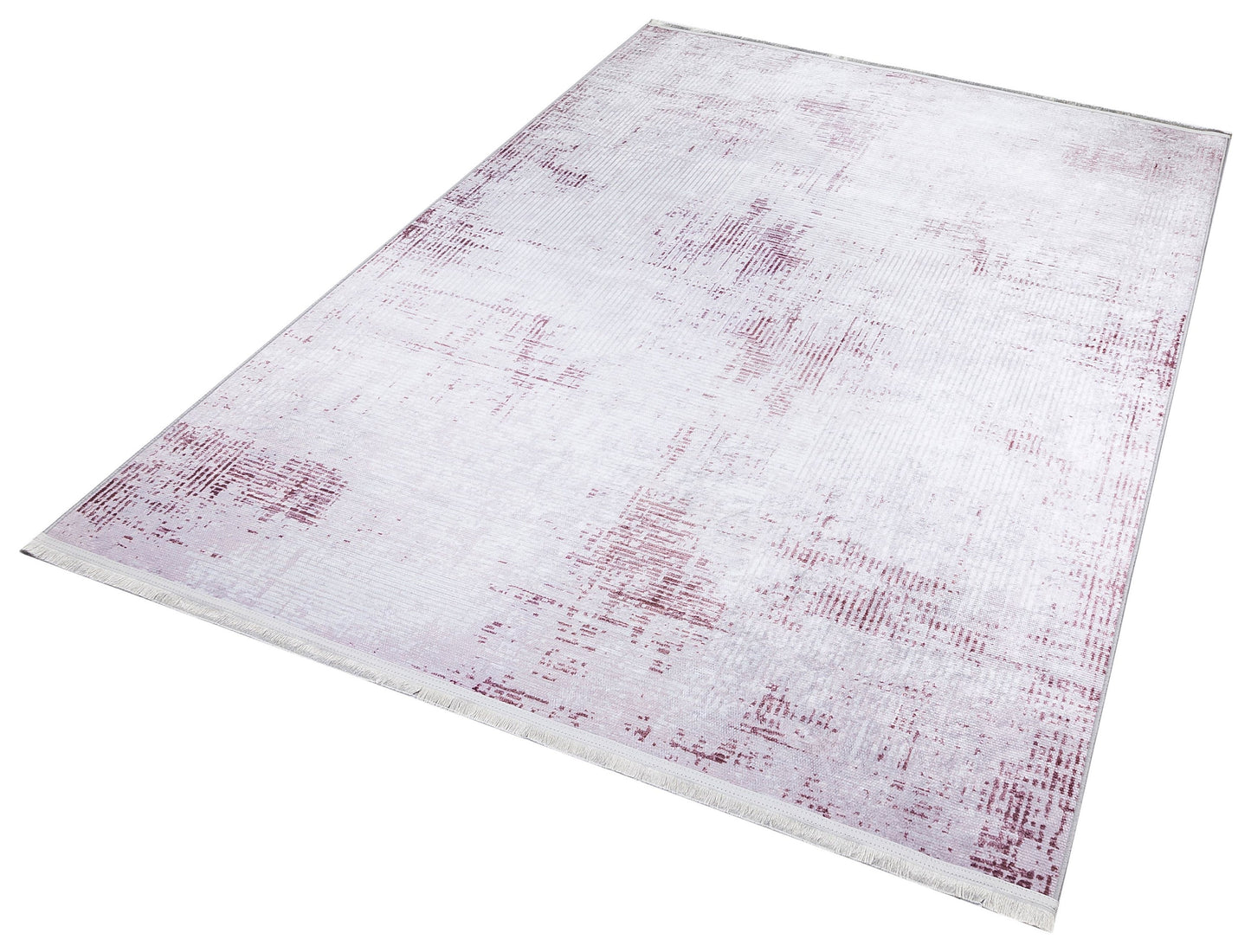 Distressed White Pink Vintage Style Area Rug, Modern Minimalist Carpet