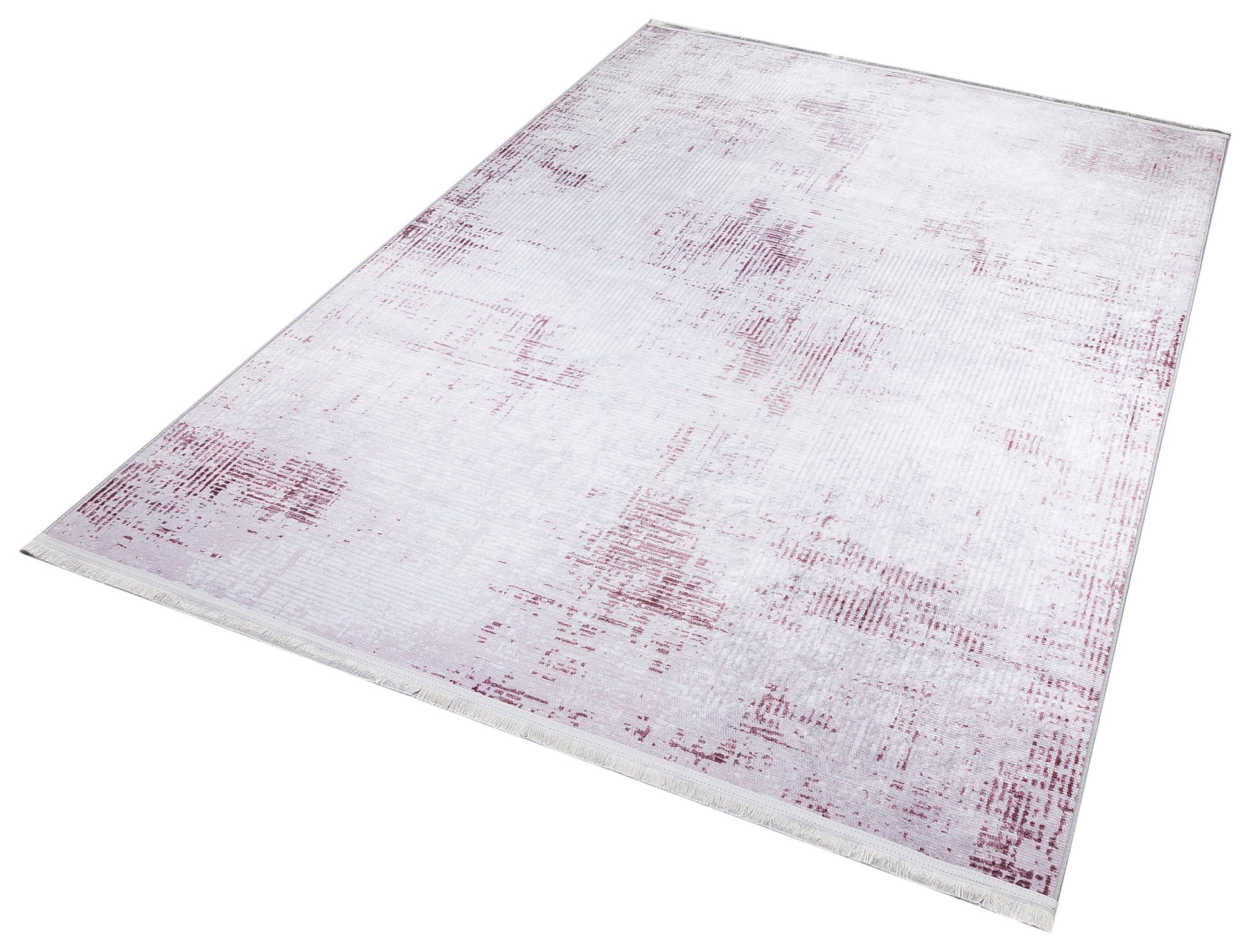 Distressed White Pink Vintage Style Area Rug, Modern Minimalist Carpet