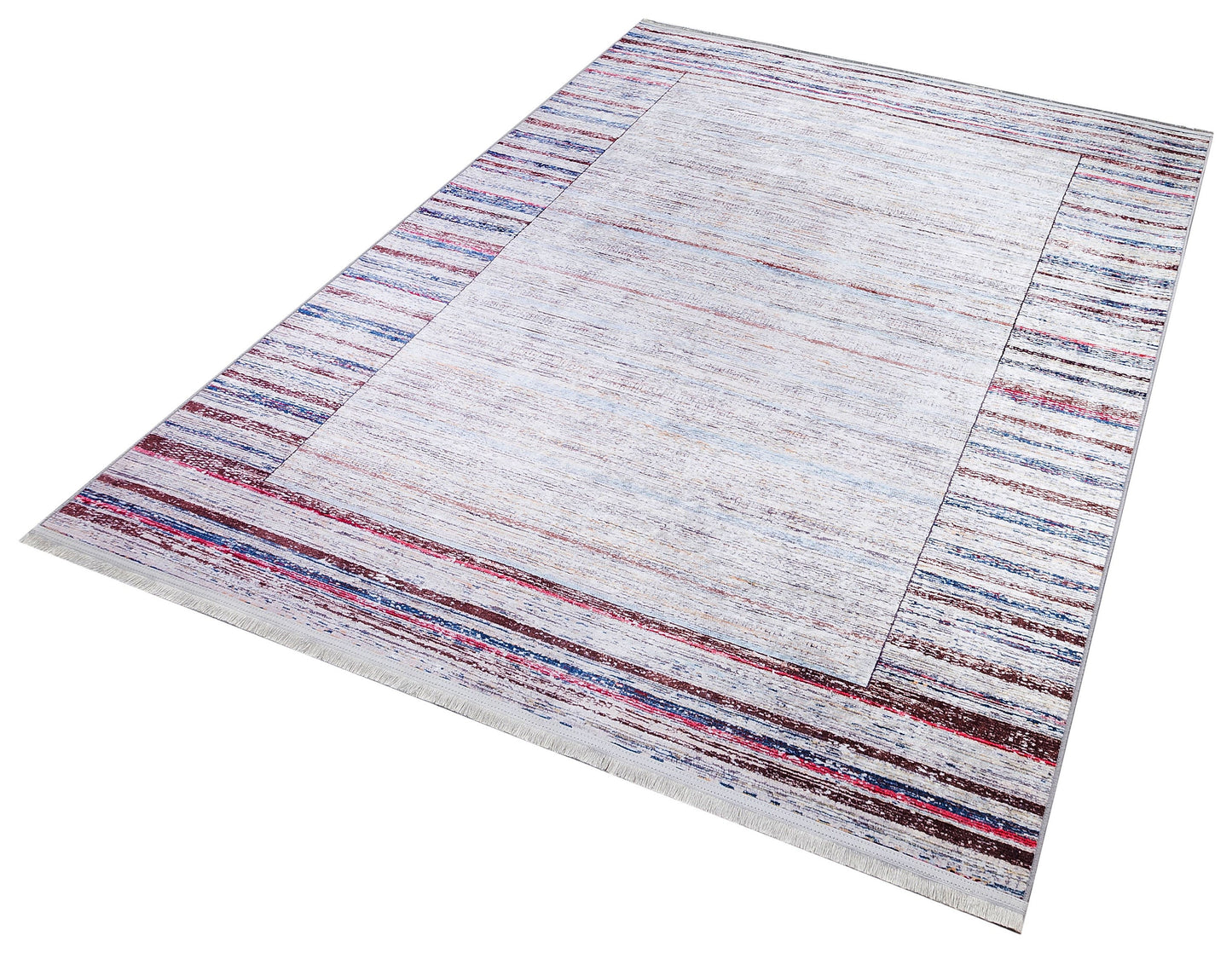 Modern Minimalist Washable Rug | Distressed Abstract Stripes