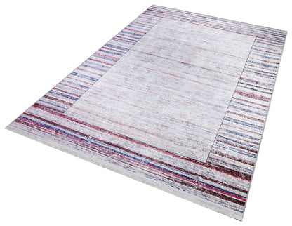 Modern Minimalist Washable Rug | Distressed Abstract Stripes