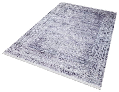 Distressed Purple Persian Style Medallion Carpet, Faded Lavender Living Room Rug