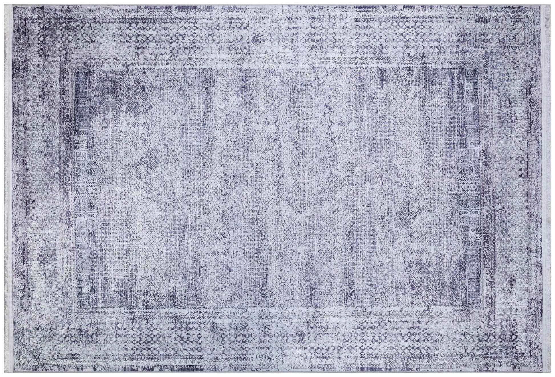 Distressed Purple Persian Style Medallion Carpet, Faded Lavender Living Room Rug