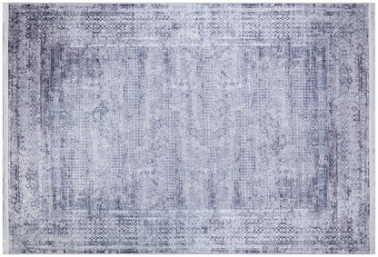 Distressed Purple Persian Style Medallion Carpet, Faded Lavender Living Room Rug