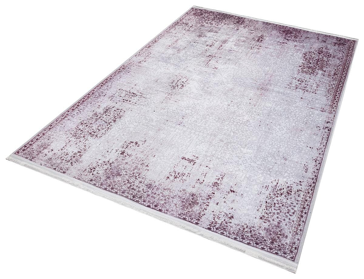 Distressed Lavender Medallion Rug – Washable, Low Pile Area Carpet (Pet-Friendly)