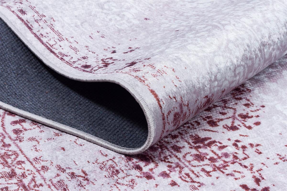 Distressed Lavender Medallion Rug – Washable, Low Pile Area Carpet (Pet-Friendly)