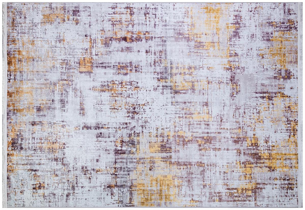 Abstract Yellowish Rug: Washable Contemporary carpet