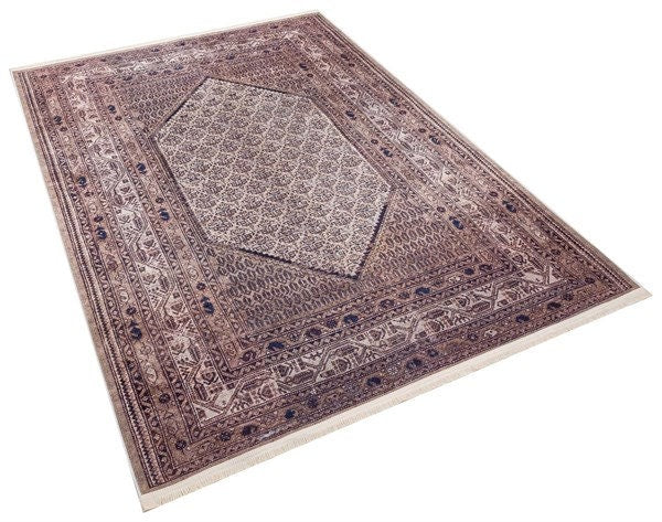 Beige Turkish Rug: Classic Medallion Anatolian Carpet