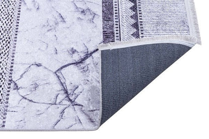 Blue Marble Striped Area Rug, Modern Abstract Coastal Living Room Mat