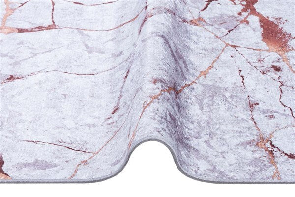 Gray Rose Gold Marble Area Rug, Abstract Washable Living Room Carpet, Non-Slip Thin Mat