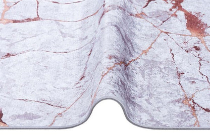 Gray Rose Gold Marble Area Rug, Abstract Washable Living Room Carpet, Non-Slip Thin Mat