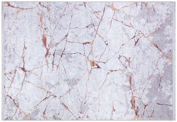 Gray Rose Gold Marble Area Rug, Abstract Washable Living Room Carpet, Non-Slip Thin Mat