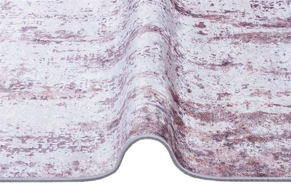 Washable Lavender Abstract Area Rug, Modern Distressed Purple Carpet (Machine Washable)