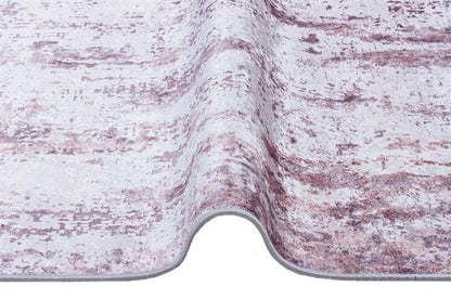 Washable Lavender Abstract Area Rug, Modern Distressed Purple Carpet (Machine Washable)