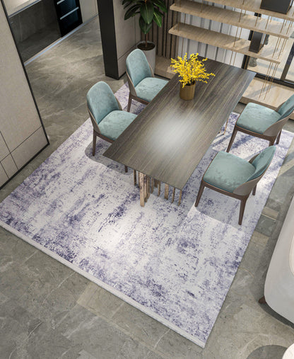 Modern Geometric Area Rug, Gray White Living Room Carpet, Washable Neutral Textured Mat