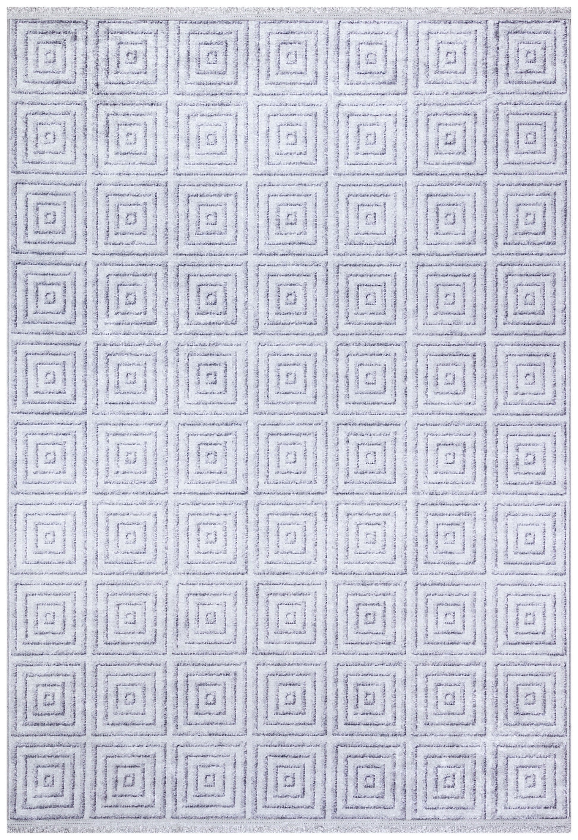 Washable Geometric Squares Area Rug, Modern Minimalist Low Pile Carpet