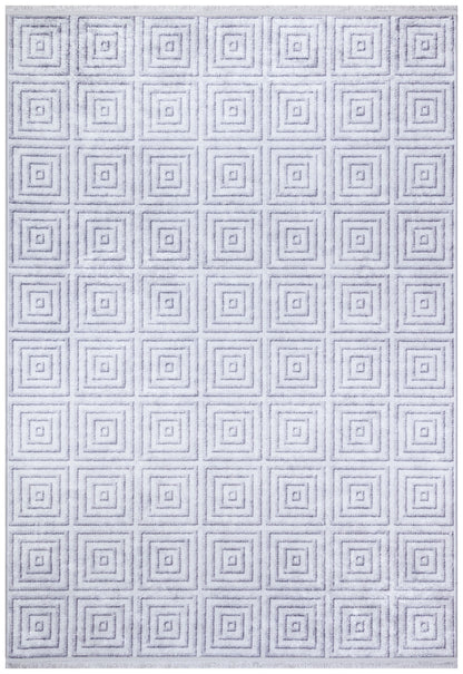 Washable Geometric Squares Area Rug, Modern Minimalist Low Pile Carpet