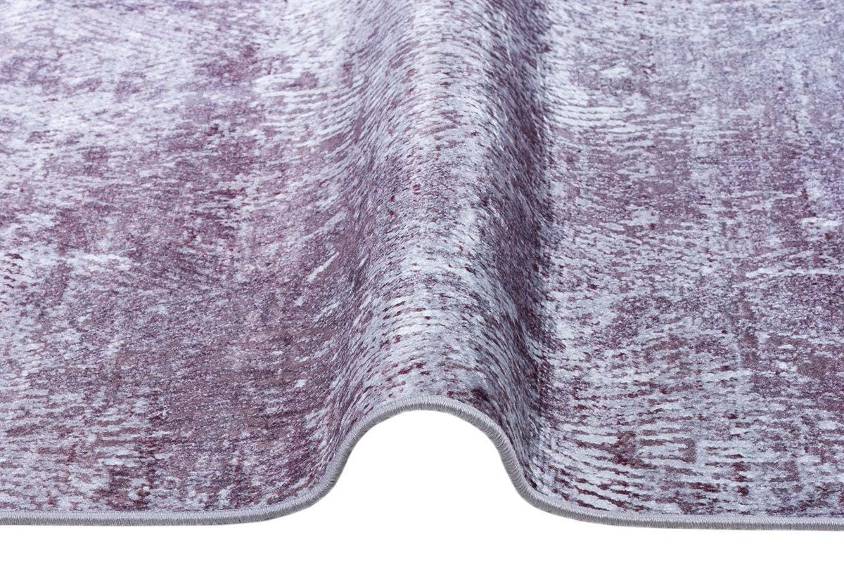 Distressed Lavender Area Rug – Modern Boho Washable Carpet, Soft Purple Living Room Accent