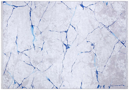Modern Marble Area Rug – Blue Vein Abstract Carpet, Contemporary Living Room Floor Rug