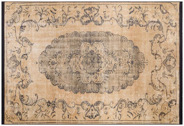 Distressed Medallion Area Rug – Turkish Style Terracotta Oriental Carpet