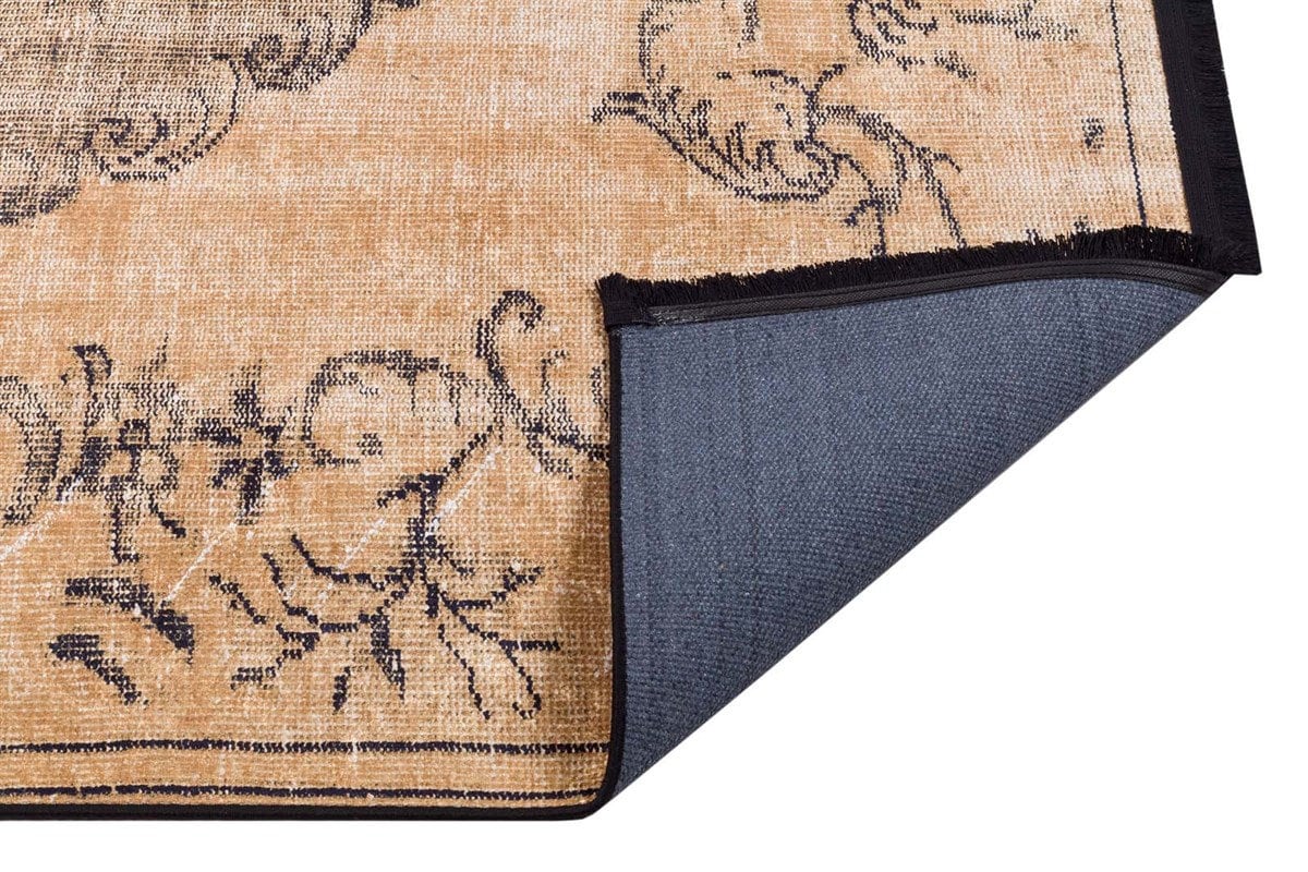 Distressed Medallion Area Rug – Turkish Style Terracotta Oriental Carpet