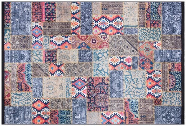 Floral Patchwork Rug: Washable Bohemian Carpet