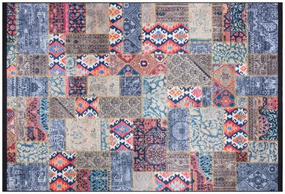 Floral Patchwork Rug: Washable Bohemian Carpet