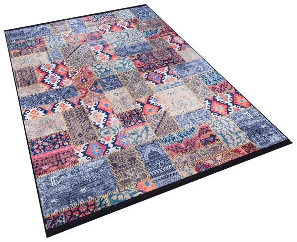 Floral Patchwork Rug: Washable Bohemian Carpet
