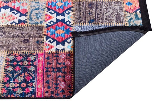Floral Patchwork Rug: Washable Bohemian Carpet