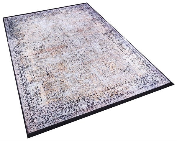 Distressed Persian Style Area Rug, Machine Washable Neutral Living Room Carpet